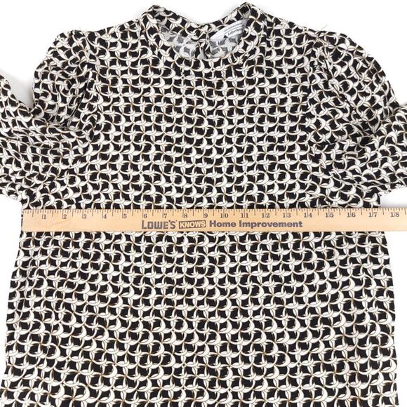 OTHER STORIES Chain Print Long Sleeve Blouse Balloon Sleeves Clean Girl 6 Black - Picture 4 of 9